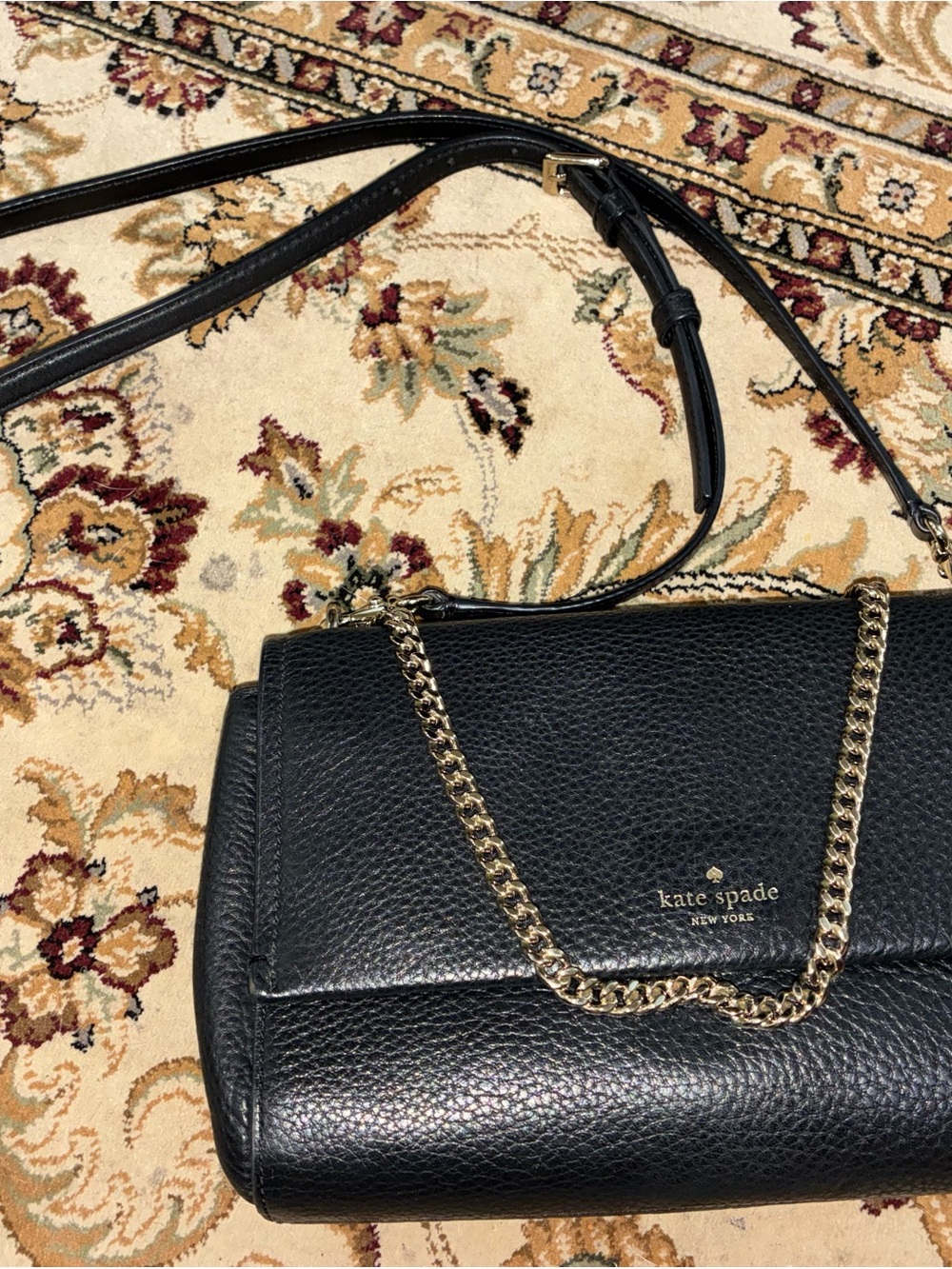kate spade Black Pebbled Leather Chain & Strap Crossbody